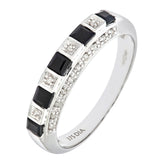 0.45ct Square Sapphire and 0.1ct Round Diamond Pave Set Half Eternity Ring in UK Hallmarked 9ct White Gold